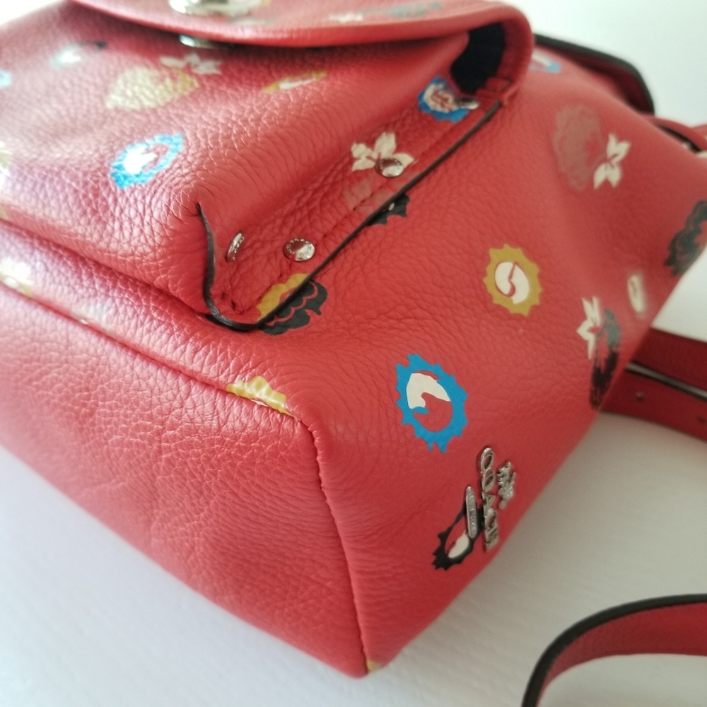 Coach Charlie Floral Leather Mini Backpack Rucksack - Picture 8 of 14